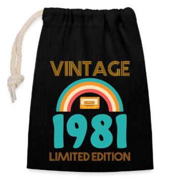 Born 1981 T-Shirt - Closable cotton gift bag (14x20cm) - black - Front