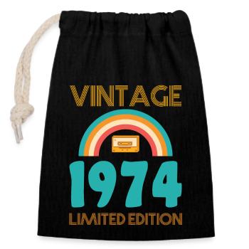 Jahrgang 1974 T-Shirt - Verschließbarer Geschenkbeutel aus Baumwolle (14x20cm) - Schwarz - Vorne