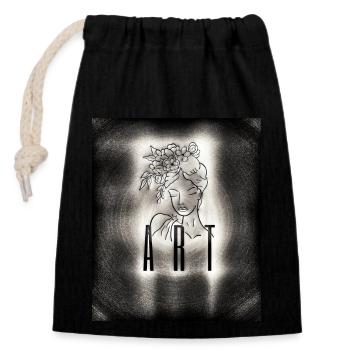 Art Woman - Closable cotton gift bag (14x20cm) - black - Front