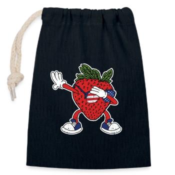 Drôle de fraise Cool Dabbing Patriotic Summer - Sac cadeau en coton avec cordon (14 x 20 cm) - bleu marine - Devant