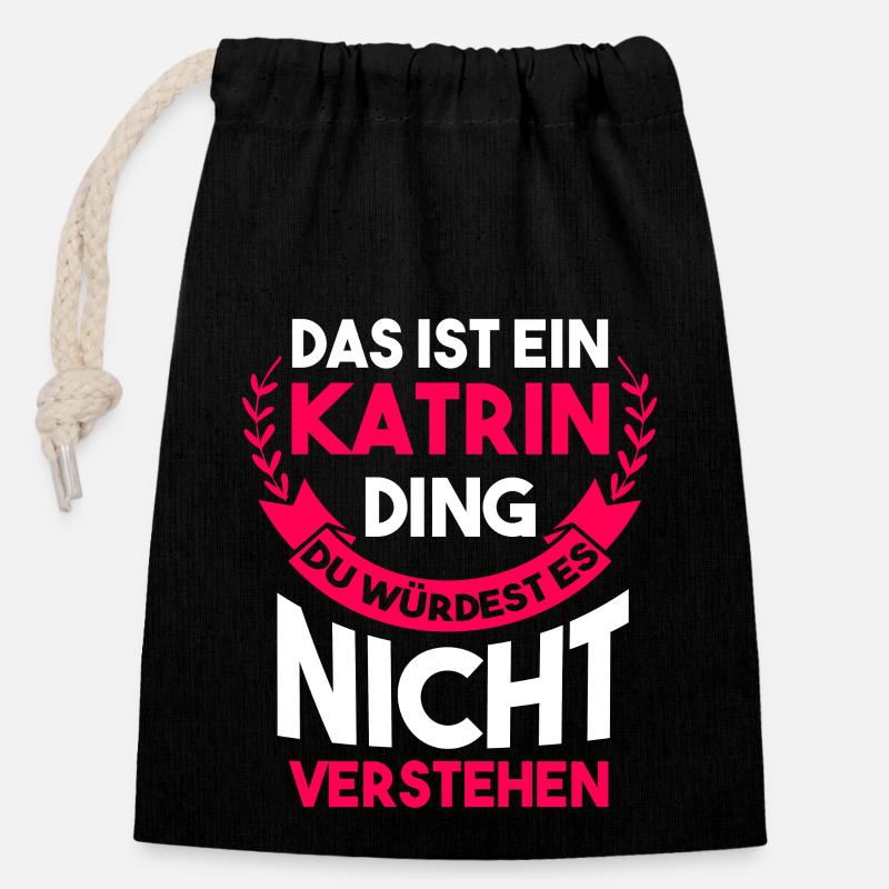 Katrin - Verschließbarer Geschenkbeutel aus Baumwolle (14x20cm) - Schwarz