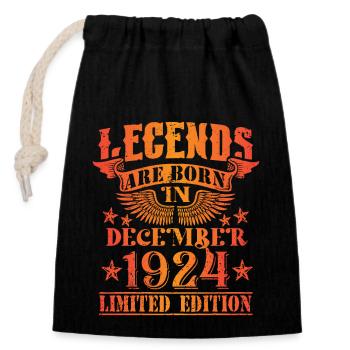 Anniversaire Décembre 1924 Edition Limitée Millésime - Sac cadeau en coton avec cordon (14 x 20 cm) - noir - Devant