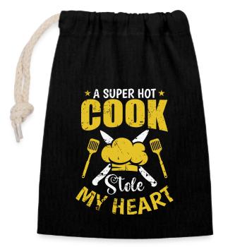 A Super Hot Cook Stole my Heart Koch Hobby - Verschließbarer Geschenkbeutel aus Baumwolle (14x20cm) - Schwarz - Vorne