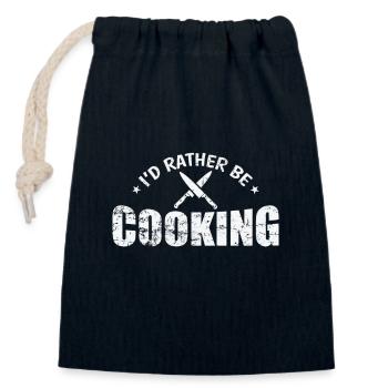 I'd rather be Cooking Koch Hobby Essen Küche - Verschließbarer Geschenkbeutel aus Baumwolle (14x20cm) - Navy - Vorne