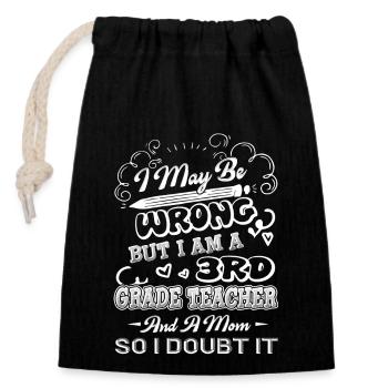 3rd Grade Teacher 3rd Grade Teacher Mom - Closable cotton gift bag (14x20cm) - black - Front