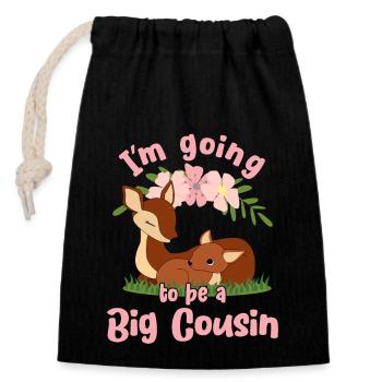 Going To Be A Big Cousin Fawn Promoted To Cousin - Closable cotton gift bag (14x20cm) - black - Front