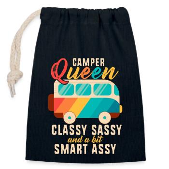 Camper Queen Classy Frech Und ein bisschen Smart Assy - Verschließbarer Geschenkbeutel aus Baumwolle (14x20cm) - Navy - Vorne
