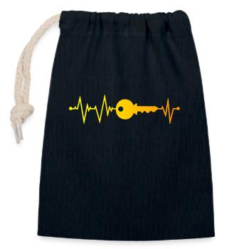Rythme cardiaque clé - Sac cadeau en coton avec cordon (14 x 20 cm) - bleu marine - Devant