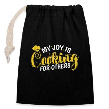 My Joy is Cooking for others Koch Hobby - Verschließbarer Geschenkbeutel aus Baumwolle (14x20cm) - Schwarz - Vorne