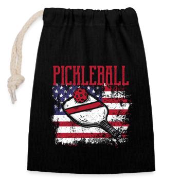 Pickleball USA Flag US Player Paddleball - Sac cadeau en coton avec cordon (14 x 20 cm) - noir - Devant