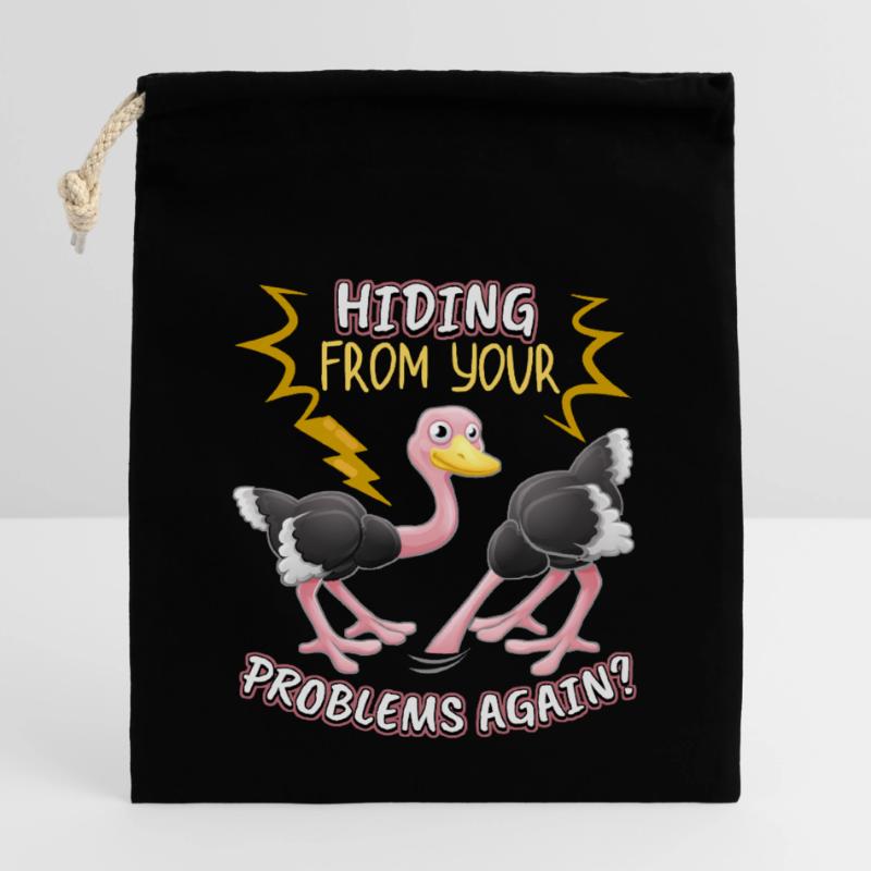 Funny Bouquet Bird-Strauss Comic Problem Solution Sac cadeau en coton avec cordon (14 x 20 cm)
