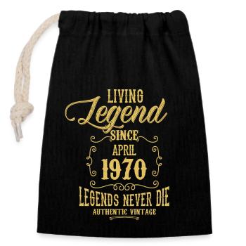 Légende vivante depuis avril 1970 - Sac cadeau en coton avec cordon (14 x 20 cm) - noir - Devant