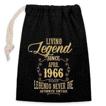 Légende vivante depuis avril 1966 - Sac cadeau en coton avec cordon (14 x 20 cm) - noir - Devant