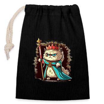 Schnitt Royal Cat - Verschließbarer Geschenkbeutel aus Baumwolle (14x20cm) - Schwarz - Vorne