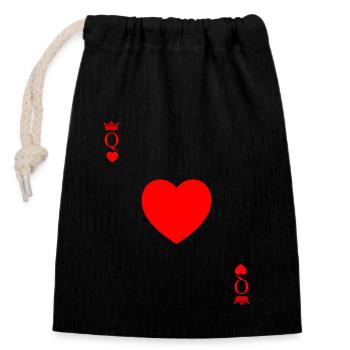 Couple assorti - Reine de Cœur - Sac cadeau en coton avec cordon (14 x 20 cm) - noir - Devant