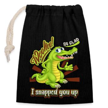 Krokodil-Crocodile, lustiger Spruch, Valentinstag - Verschließbarer Geschenkbeutel aus Baumwolle (14x20cm) - Schwarz - Vorne