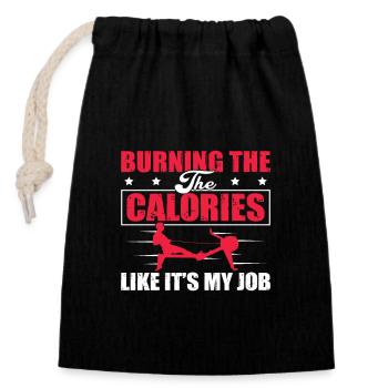 Rowing Machine Burning Calories Funny Row - Verschließbarer Geschenkbeutel aus Baumwolle (14x20cm) - Schwarz - Vorne
