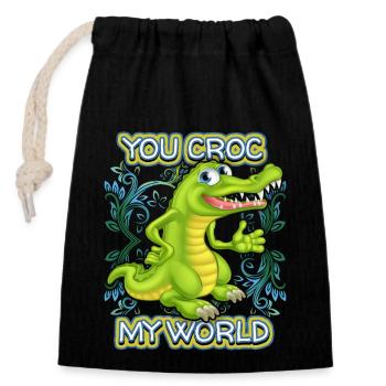 Krokodil-Crocodile, Spruch, Pun, Valentinstag - Verschließbarer Geschenkbeutel aus Baumwolle (14x20cm) - Schwarz - Vorne