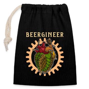 Brauer Bierbrauer Hopfen Biertrinker Brauerei Bier - Verschließbarer Geschenkbeutel aus Baumwolle (14x20cm) - Schwarz - Vorne