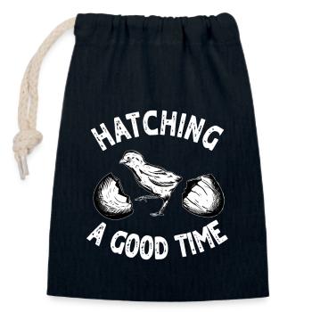 Dicton de poussin - Sac cadeau en coton avec cordon (14 x 20 cm) - bleu marine - Devant
