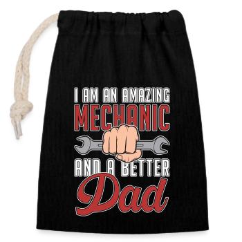 Mechaniker Männer Papa Automechaniker - Verschließbarer Geschenkbeutel aus Baumwolle (14x20cm) - Schwarz - Vorne