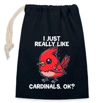 Roter Kardinal Rotkardinal I Love Cardinals Kawaii - Verschließbarer Geschenkbeutel aus Baumwolle (14x20cm) - Navy - Vorne
