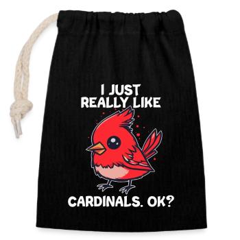 Cardinal Rouge Cardinal Rouge J’aime Cardinaux Kawaii - Sac cadeau en coton avec cordon (14 x 20 cm) - noir - Devant