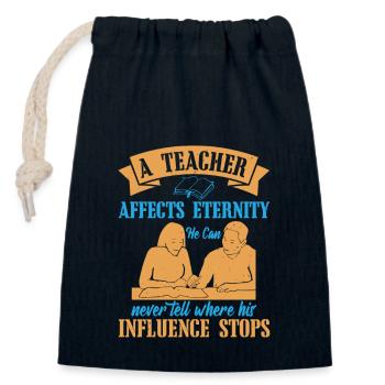 UN ENSEIGNANT AFFECTE L’ÉTERNITÉ - Sac cadeau en coton avec cordon (14 x 20 cm) - bleu marine - Devant