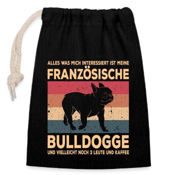 Französische Bulldogge French Bulldog Frenchie - Verschließbarer Geschenkbeutel aus Baumwolle (14x20cm) - Schwarz - Vorne