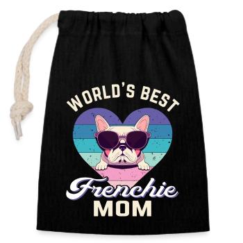 Französische Bulldogge French Bulldog Frenchie - Verschließbarer Geschenkbeutel aus Baumwolle (14x20cm) - Schwarz - Vorne