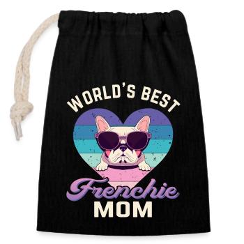 Französische Bulldogge French Bulldog Frenchie - Verschließbarer Geschenkbeutel aus Baumwolle (14x20cm) - Schwarz - Vorne