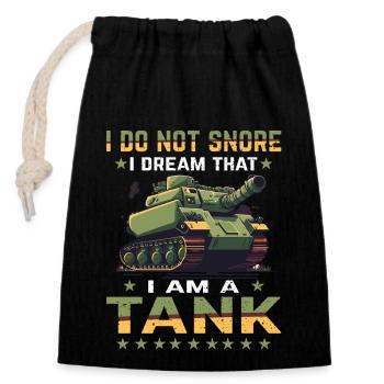 Je ne ronfle pas Je rêve que je suis un tank - Sac cadeau en coton avec cordon (14 x 20 cm) - noir - Devant