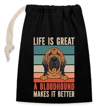 Bloodhound Hund Bluthund - Verschließbarer Geschenkbeutel aus Baumwolle (14x20cm) - Schwarz - Vorne