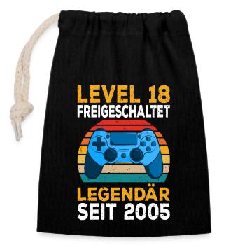 Level 18 freigeschalten Zocken Pc Zocker Gaming - Verschließbarer Geschenkbeutel aus Baumwolle (14x20cm) - Schwarz - Vorne