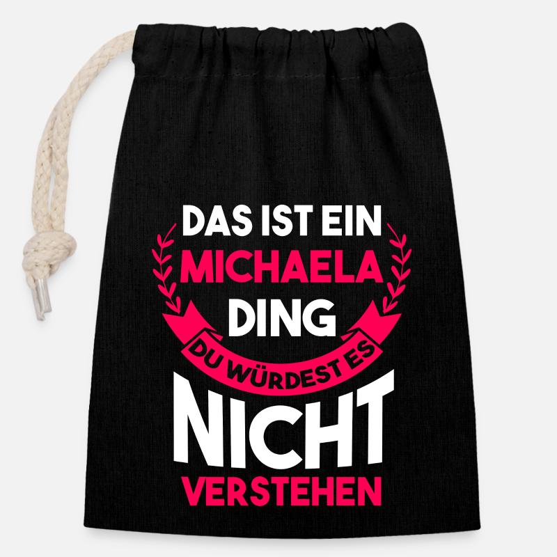 Michaela - Verschließbarer Geschenkbeutel aus Baumwolle (14x20cm) - Schwarz