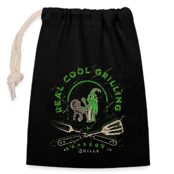 Barbecue amusant au Bratort Barbecue - Sac cadeau en coton avec cordon (14 x 20 cm) - noir - Devant