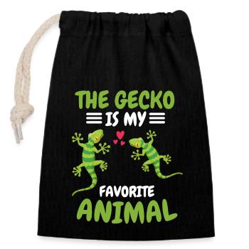 Amoureux des animaux Lézards Reptiles Animal Gift Gecko - Sac cadeau en coton avec cordon (14 x 20 cm) - noir - Devant