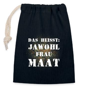 Das heißt Jawohl Frau Maat Bundeswehr Soldat - Verschließbarer Geschenkbeutel aus Baumwolle (14x20cm) - Navy - Vorne