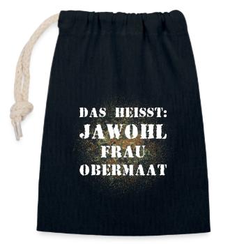 Das heißt Jawohl Frau Obermaat Bundeswehr Soldat - Verschließbarer Geschenkbeutel aus Baumwolle (14x20cm) - Navy - Vorne