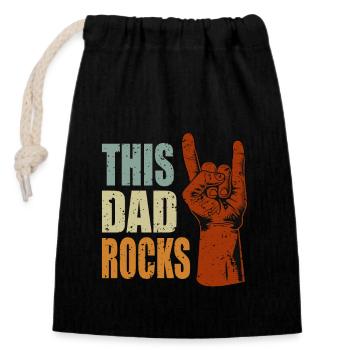 Ce papa rock rock pour papa pour la fête des pères - Sac cadeau en coton avec cordon (14 x 20 cm) - noir - Devant