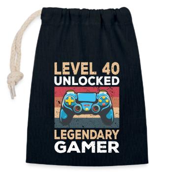 Level 40 Unlocked 40th Birthday Gamer - Closable cotton gift bag (14x20cm) - navy - Front