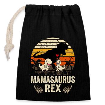 Mamasaurus Rex Dinosaurier T-Rex Mama Muttertag - Verschließbarer Geschenkbeutel aus Baumwolle (14x20cm) - Schwarz - Vorne