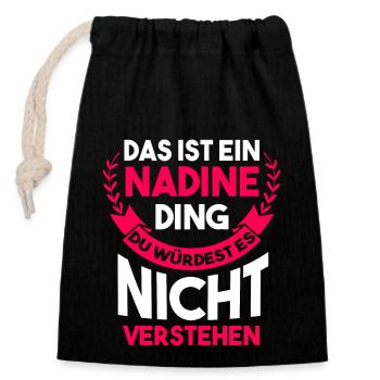 Nadine - Verschließbarer Geschenkbeutel aus Baumwolle (14x20cm) - Schwarz - Vorne