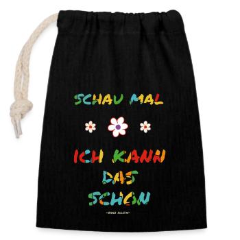 Ich kann das schon - mit Kindern Erfolge feiern - Verschließbarer Geschenkbeutel aus Baumwolle (14x20cm) - Schwarz - Vorne