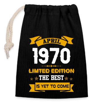 April 1970 Birthday present - Closable cotton gift bag (14x20cm) - black - Front