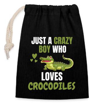 Alligator Animal Boys Reptile Cadeau Crocodile - Sac cadeau en coton avec cordon (14 x 20 cm) - noir - Devant