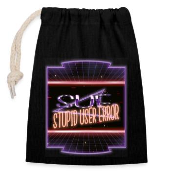 anonymous expect us bio hack funny hacking - Closable cotton gift bag (14x20cm) - black - Front