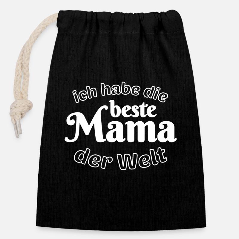 Ich habe die beste Mama der Welt - Verschließbarer Geschenkbeutel aus Baumwolle (14x20cm) - Schwarz