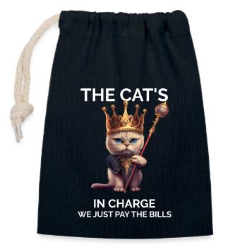 Proud Cat Owner - Closable cotton gift bag (14x20cm) - navy - Front