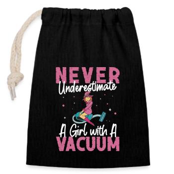 Ne sous-estimez jamais une fille drôle - Sac cadeau en coton avec cordon (14 x 20 cm) - noir - Devant